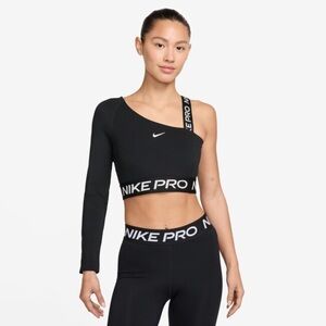 Nike Black One-Shoulder Long Sleeve Crop Top